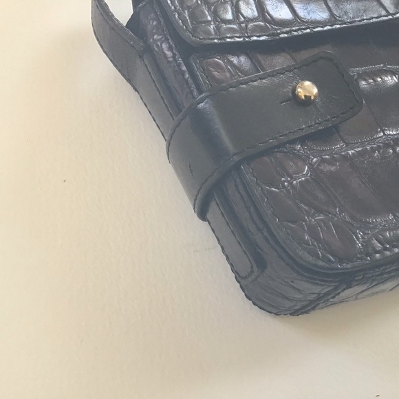 Y2K Cole Haan croc embossed black convertible strap east west baguette bag - Picture 11 of 13